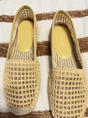 Nine West Beige Crochet Woven Slip-On Flats